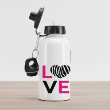 Zebra Stripes Hearts Aluminum Water Bottle