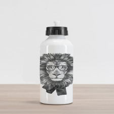 Hipster Animal in Glasses Aluminum Water Bottle