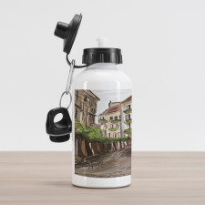 Romantic Patio Scene Sketch Aluminum Water Bottle