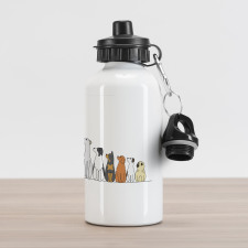 Dogs in a Row Looking Away Aluminum Water Bottle