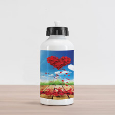 Rose Leaves Heart Aluminum Water Bottle