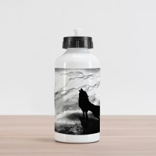 Howling Under Full Moon Aluminum Water Bottle