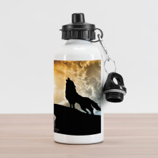 Howling Animal Silhouette Hill Aluminum Water Bottle