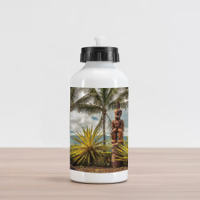 Tiki Masks and Palm Trees Aluminum Water Bottle