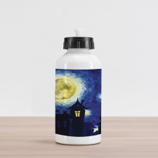 Country Houses Full Moon Aluminum Water Bottle