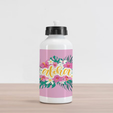 Exotic Flowers Palm Leaves Aluminum Water Bottle