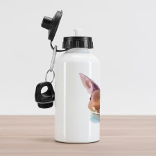 Watercolor Art Rabbit Head Aluminum Water Bottle