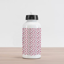 Outline Feather Motifs Dots Aluminum Water Bottle