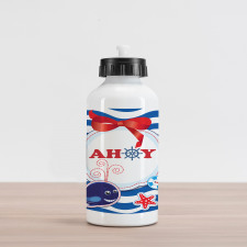 Marine Ahoy Cartoon Whale Aluminum Water Bottle