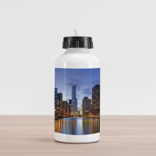 Chicago Riverside at Night Aluminum Water Bottle