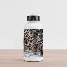 Zebra Wildebeest Herd Aluminum Water Bottle