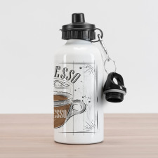 Caffeine Theme with Motifs Aluminum Water Bottle