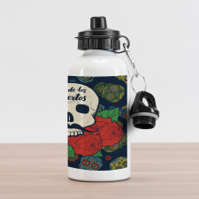 Skull with Roses Aluminum Water Bottle