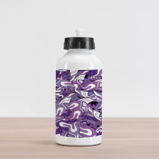 Lilac Strokes Motifs Aluminum Water Bottle