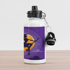 Witch Broom Silhouette Aluminum Water Bottle