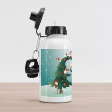 Christmas and Gnomes Aluminum Water Bottle