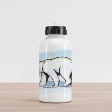 Pencil Sketch Polar Bear Aluminum Water Bottle