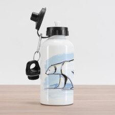 Pencil Sketch Polar Bear Aluminum Water Bottle