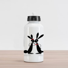 Couple Rabbits Bow Tie Aluminum Water Bottle