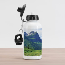 Summer Cloudy Peaks and Grass Aluminum Water Bottle