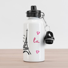 Eiffel Tower with Hearts Aluminum Water Bottle