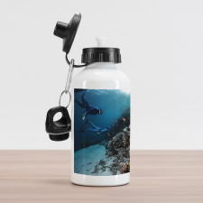 Vivid Coral Reef Blue Waters Aluminum Water Bottle