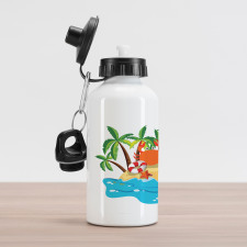 Exotic Island Cartoon Aluminum Water Bottle