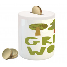 Green World Typography Piggy Bank