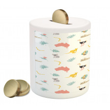 Animals Map and Foliage Piggy Bank