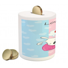 Puppies on Sofa Heart Shape Piggy Bank