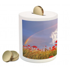 Poppy Flowers on Meadow Piggy Bank