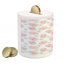 Spa Masks Faces Sketch Piggy Bank