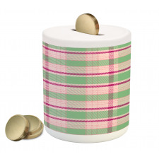 Symmetric Plaid Graphic Piggy Bank