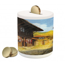 Wooden Houses in Fall Piggy Bank