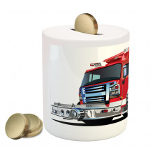 Fire Truck Rescue Team Piggy Bank