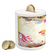 Flower Bouquet Paisley Piggy Bank