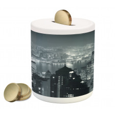 Aerial Night Landscape Piggy Bank