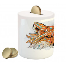 Geometric Fox Portrait Piggy Bank