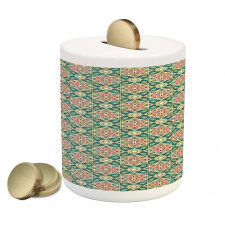 Mosaic Florets Chevron Piggy Bank