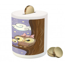 Cartoon Style Owl Family Piggy Bank