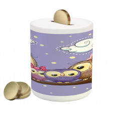 Cartoon Style Owl Family Piggy Bank