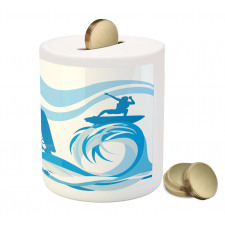 Surfer Waves Summertime Piggy Bank