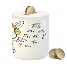 Cartoon Rock Star Bunny Piggy Bank