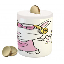 Cartoon Rock Star Bunny Piggy Bank