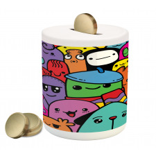 Colorful Doodle Monsters Piggy Bank