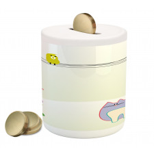 Bird Cat Flowers Piggy Bank