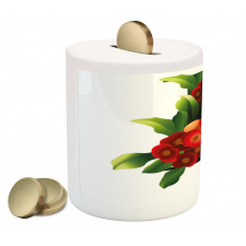 Alphabet Red Blooms Piggy Bank