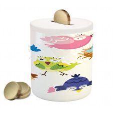 Funny Birds Sun Cartoon Piggy Bank