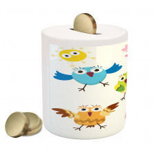 Funny Birds Sun Cartoon Piggy Bank