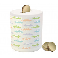 Pastel Cars Pattern Piggy Bank